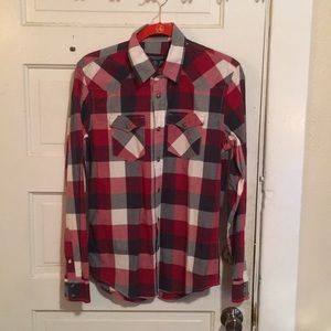 American Eagle Red White and Blue Button Down